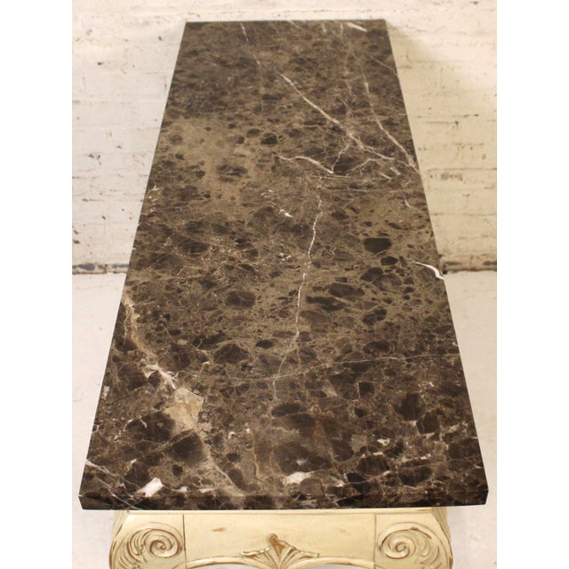 Mid 20th Century Gorgeous Painted Console With Brown Marble Table Top For Sale - Image 9 of 15