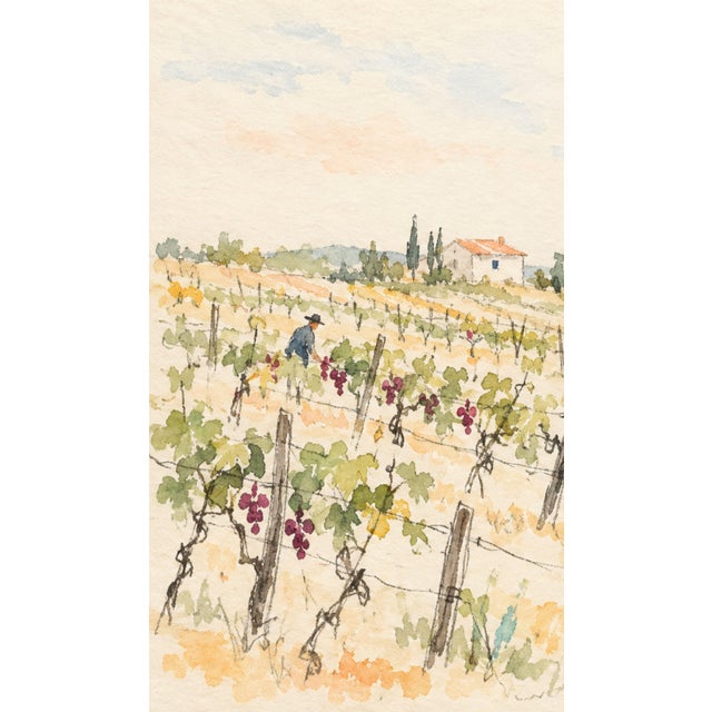 Bunny Williams Home Vineyard Landscape Art Print – Grapevines and Countryside Farmhouse, 30" X 20" For Sale - Image 4 of 7