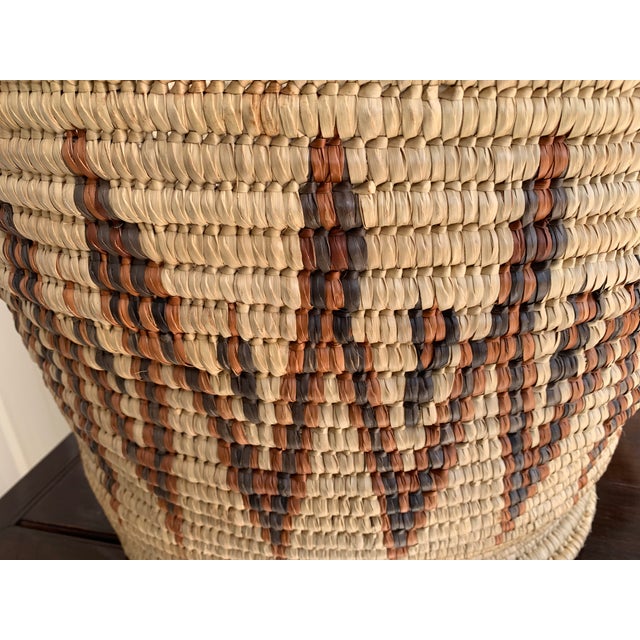 2000 - 2009 Vintage Lidded Turkana Basket From Kenya - 18" Tall Floor Storage Bin For Sale - Image 5 of 11