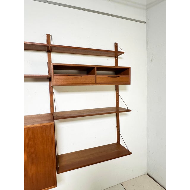 Brown C. 1960s Torbjorn Afdal Three-Bay Teak Wall Mounted Shelving Unit For Sale - Image 8 of 9