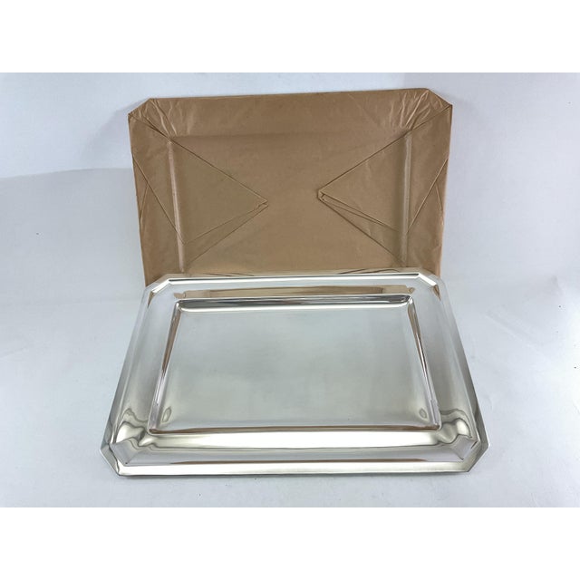 1980s Mid-Century Modern Silver Rectangular Platters For Sale - Image 4 of 15