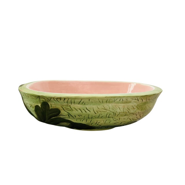 Vintage Mid-Century Modern Watermelon Ceramic Hand-Painted Trompe L’Oeil Fruit Bowls – 5-Piece For Sale - Image 11 of 11