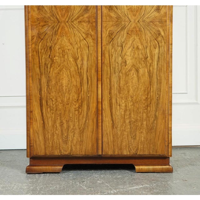 Small Art Deco Compact Burr Walnut Wardrobe For Sale - Image 5 of 17