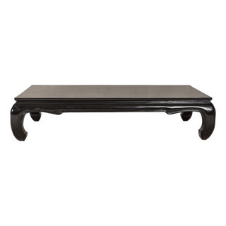 Teak Wood Chow Legs Coffee Table with Custom Black Lacquer Finish For Sale