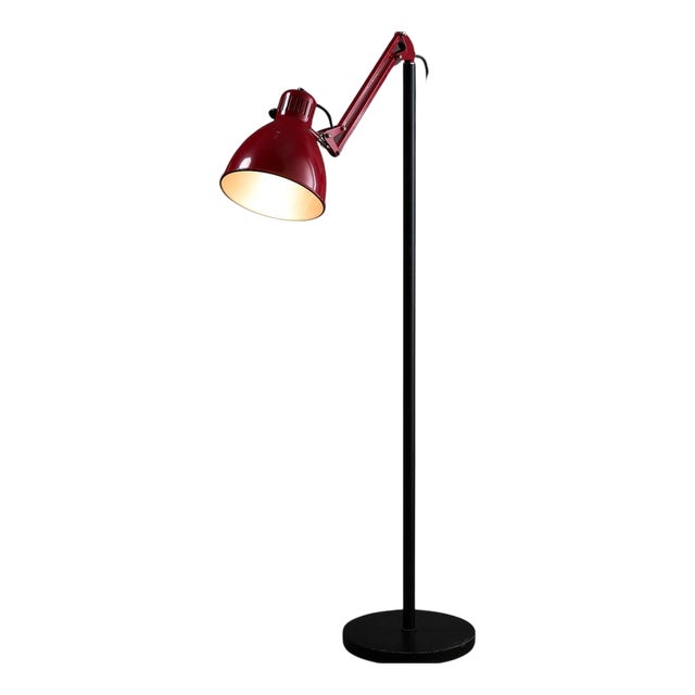 Red and Black Arma Adjustable Floor Lamp from Metalarte, 1970s For Sale