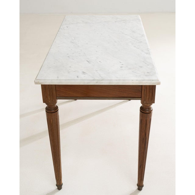 Mid 20th Century France Louis XVI White Wood Coffee Table For Sale - Image 4 of 11