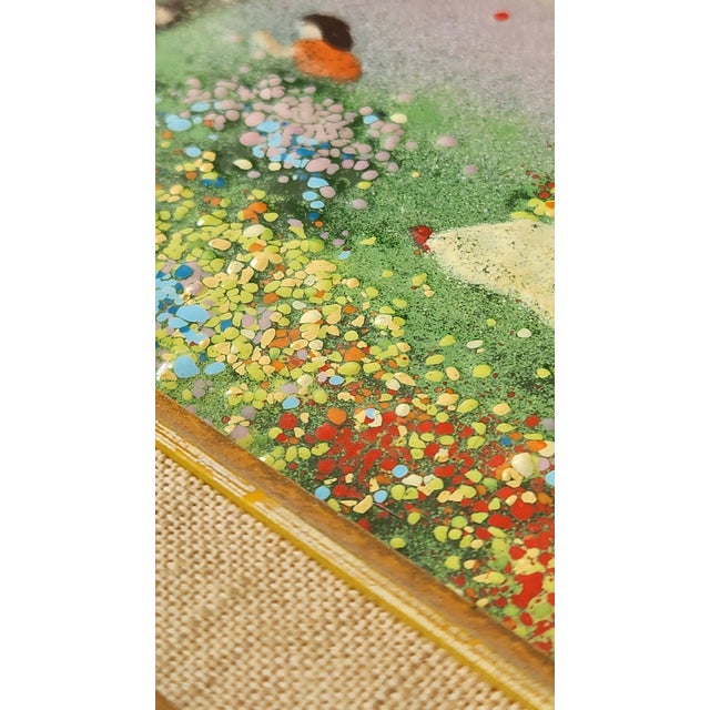 Pair of Mid-Century Enamel on Copper Figural Paintings in Gilt Frames, Circa 1960s For Sale - Image 13 of 18