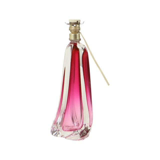 Glass Purple Pink Swirl Crystal Table Lamp from Val Saint Lambert, 1960s For Sale - Image 7 of 15
