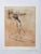 Vintage mid century serigraph on paper seated female dancer by Jean Jansem (1920-2013) France, Light terra cotta...