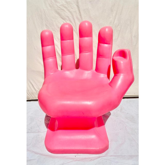 1980s Vintage Pink Hollow Molded Right Plastic Hand Chair With