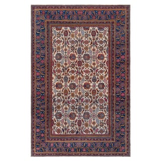 Doris Leslie Blau Antique Indian Botanic Handmade Wool Rug For Sale
