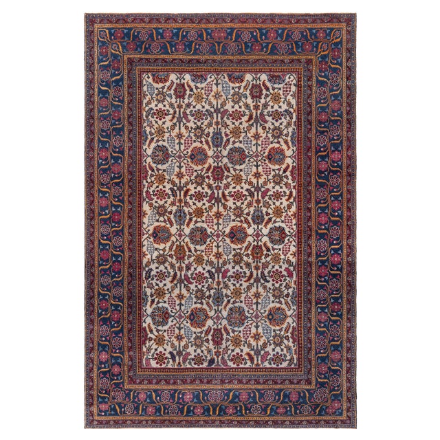 Doris Leslie Blau Antique Indian Botanic Handmade Wool Rug For Sale
