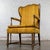 Mid-20th Century Rustic Colonial Style High Wingback Fireside Chair Oak Frame Gold Stripe Fabric For Sale - Image 4 of 18