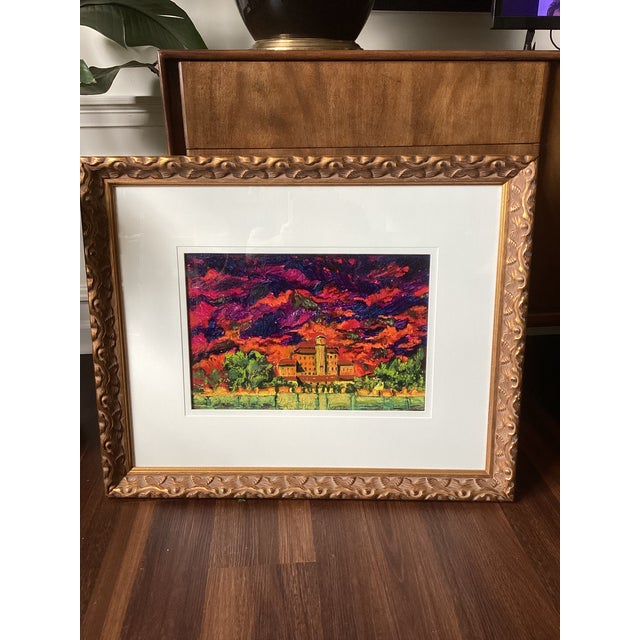 Susan R. Wilson Original Oilstick Expressionist Mediterranean Landscape, Signed & Professionally Framed For Sale In Atlanta - Image 6 of 9