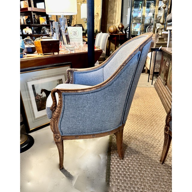 1930s Pair Empire-Style Barrel-Back Bergeres, C. 1935-1940's For Sale - Image 5 of 13