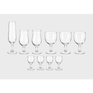 Set of 10 Vintage Cordial Stemware Glasses - Assorted Sizes Clear Glass For Sale