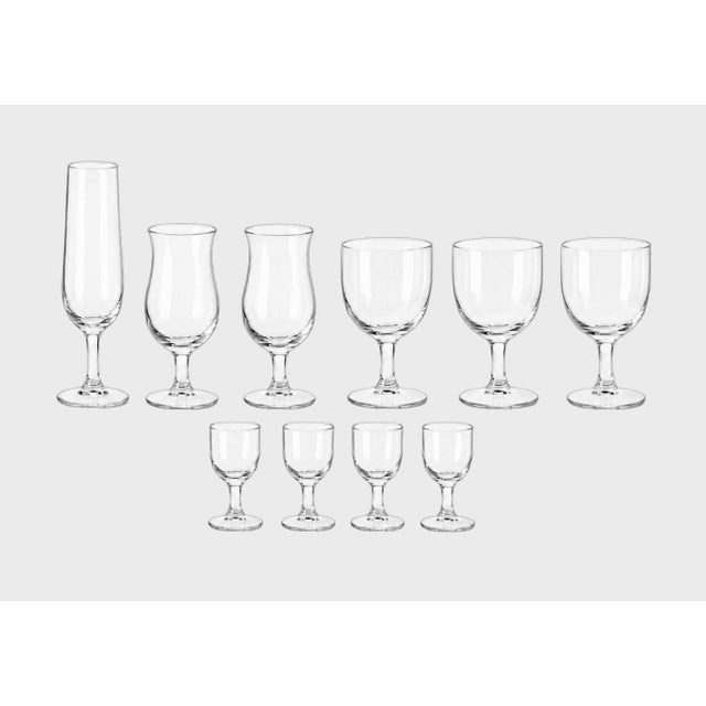 Set of 10 Vintage Cordial Stemware Glasses - Assorted Sizes Clear Glass For Sale