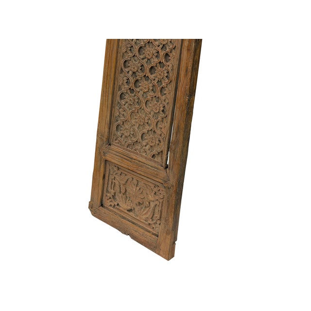 Vintage Restored Relief Floral Motif Rectangular Wood Wall Panel B For Sale - Image 11 of 12