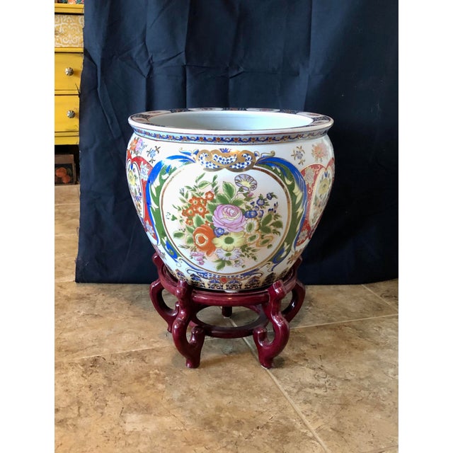 Mid 20th Century Fish Bowl Planter Jardiniere With Rosewood Stand For Sale - Image 4 of 7