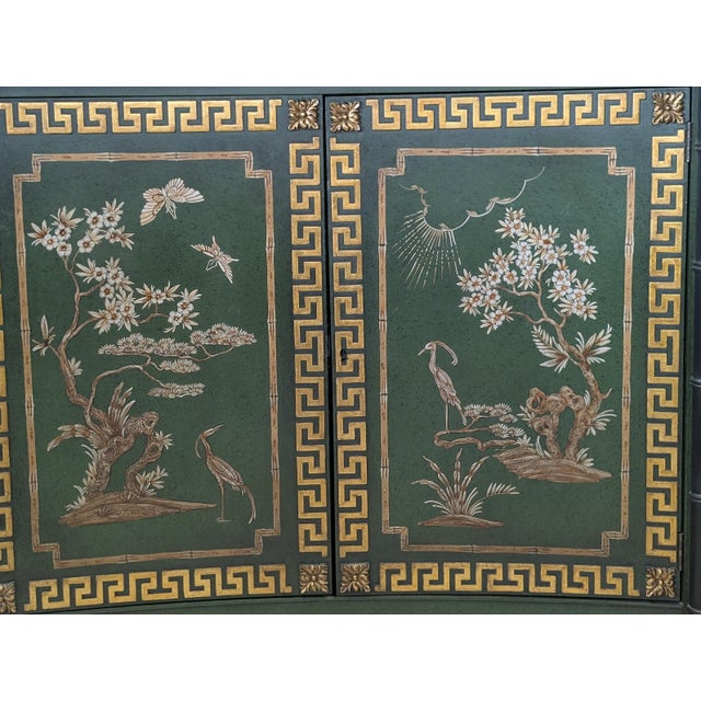 Green Early 20th Century John Widdicomb Chinoiserie Two-Door Cabinet For Sale - Image 8 of 12