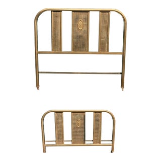 Vintage Gold Metal Full Size Headboard and Footboard For Sale