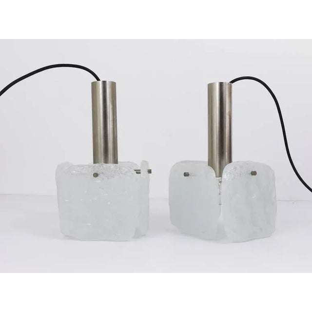 Frosted Ice Glass Panel Pendant Lamp attributed to J. T. Kalmar for Kalmar, Austria, 1960s For Sale - Image 6 of 11