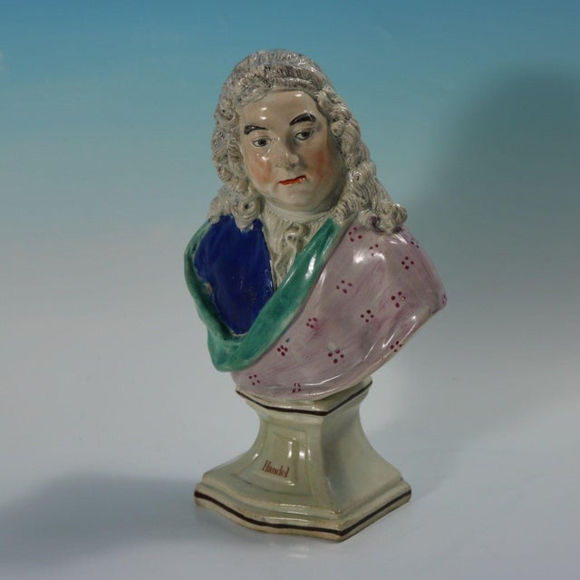 Wood family Staffordshire Pottery pearlware bust with a musical theme which features the head and shoulders of the...