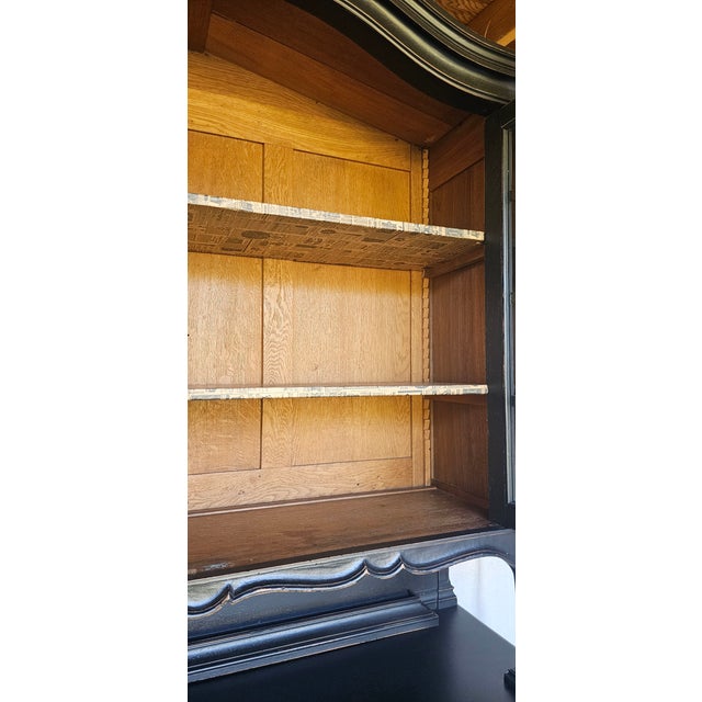 Antique French Cabinet, Distressed Black, Rococo Style, Buffet Cabinet Deux Corps, For Sale - Image 17 of 18