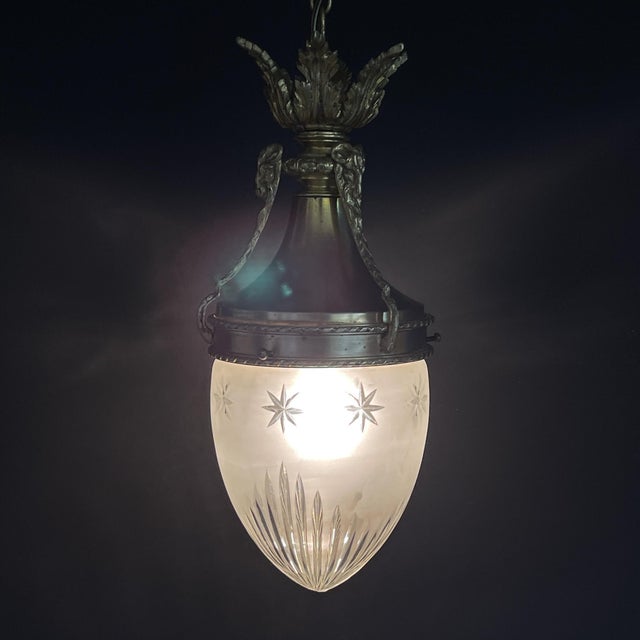 Gold Art Nouveau Hanging Lamp in Bronze, 1890s For Sale - Image 8 of 9