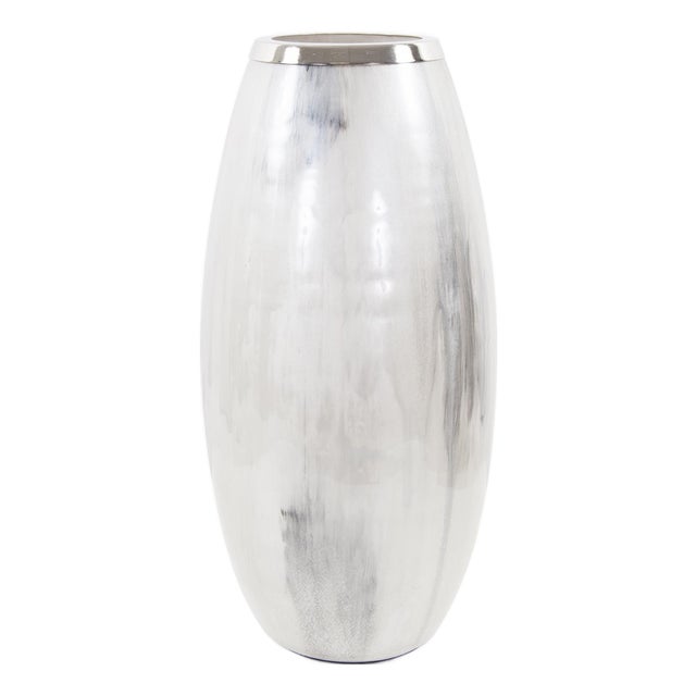 Sivas Glass Vase with Silver Accents- Short For Sale