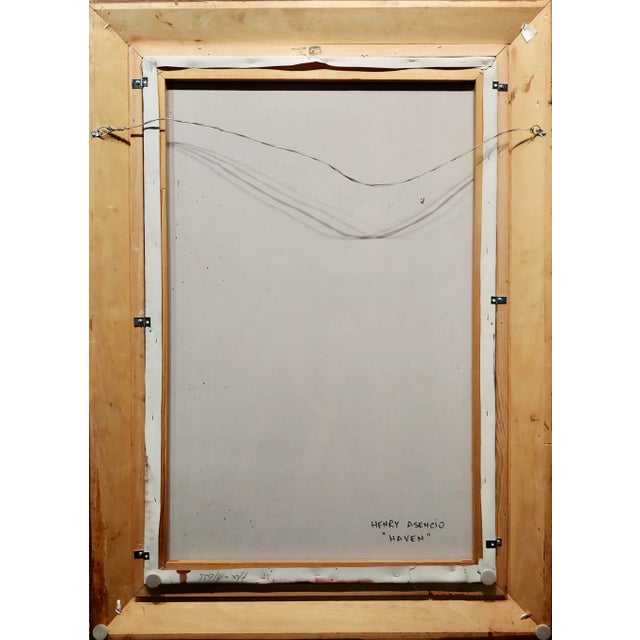 Red Henry Asencio -Dark Hair Woman Seated Nude-Painting on Canvas For Sale - Image 8 of 9