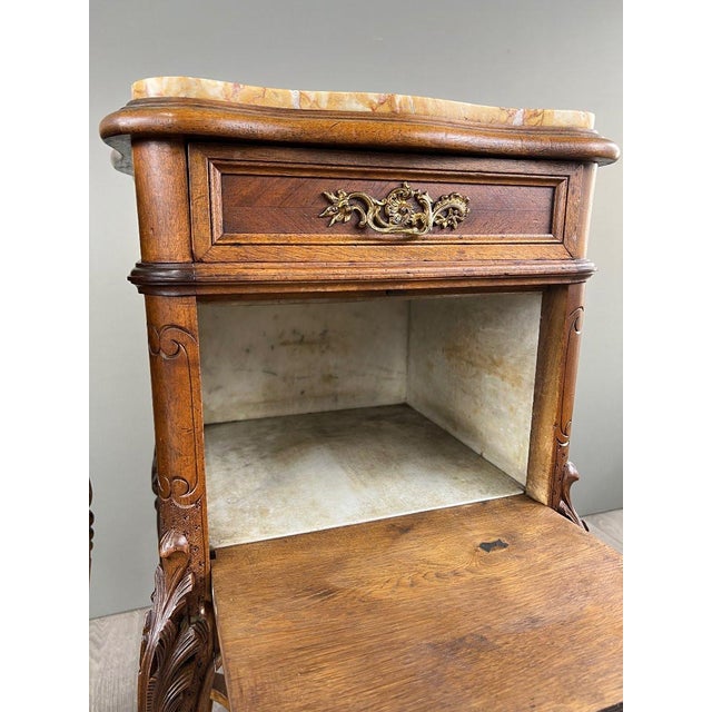 19th Century Louis XV Bedside Tables in Yellow Marble, Set of 2 For Sale - Image 9 of 10