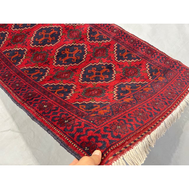 Red & Navy Geometric Medallion Tribal Runner Rug, 2'6" X 9'8" For Sale - Image 10 of 16