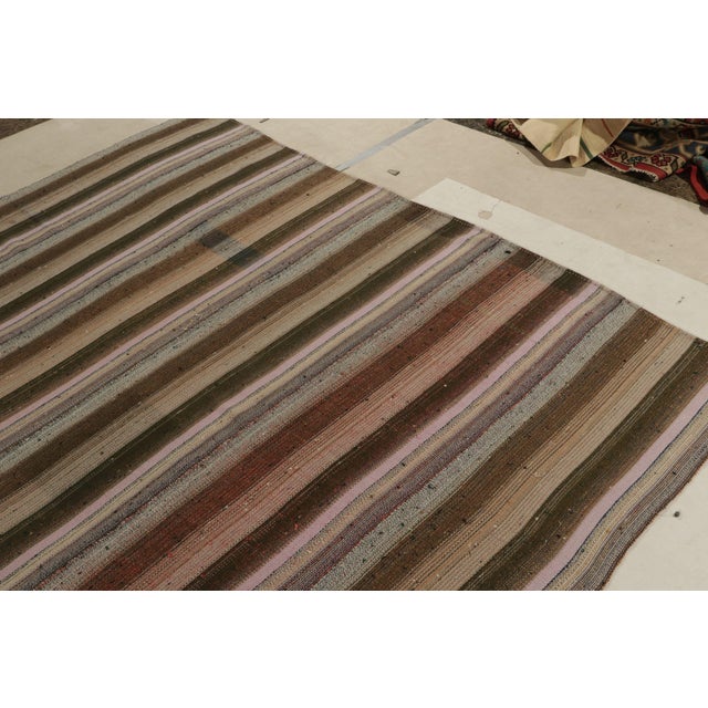 Rug & Kilim Handwoven Vintage Turkish Kilim Rug in Polychromatic Striped Pattern For Sale - Image 4 of 7