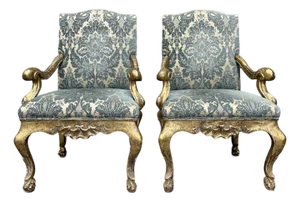 Pair of Early 19th Century Georgian Giltwood Armchairs, Hand-Carved, Made in England