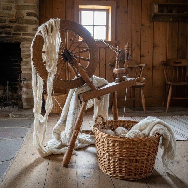 Antique Petite Spinning Wheel-Primitive Farmhouse-Textile-Display-Rustic-Country For Sale - Image 4 of 11
