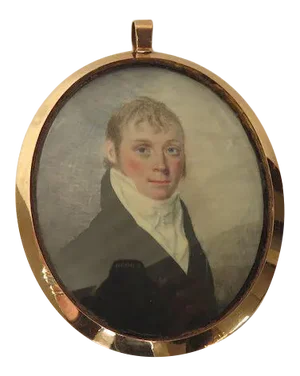 Circa 1800 Miniature Portrait Painting by William M. S. Doyle