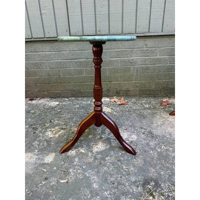 Late 20th Century Vintage Bombay Company Green Marble Plant Stand For Sale - Image 5 of 9