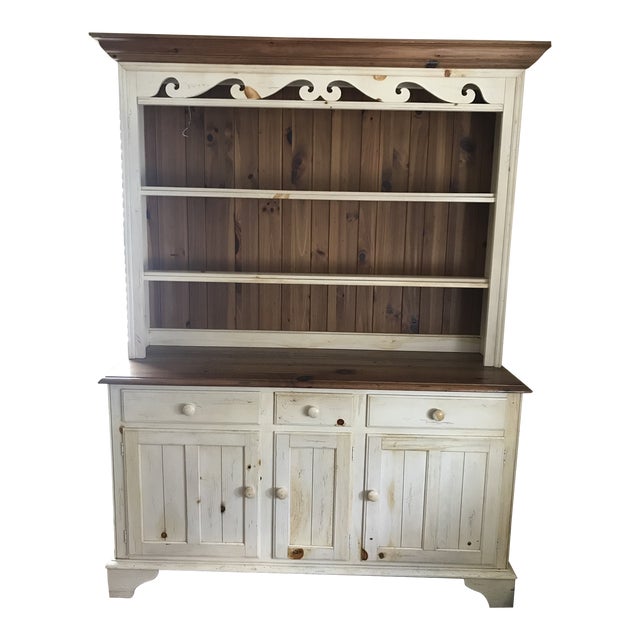 1990s Ethan Allen Farmhouse WhiteWashed with Distressed Pine China