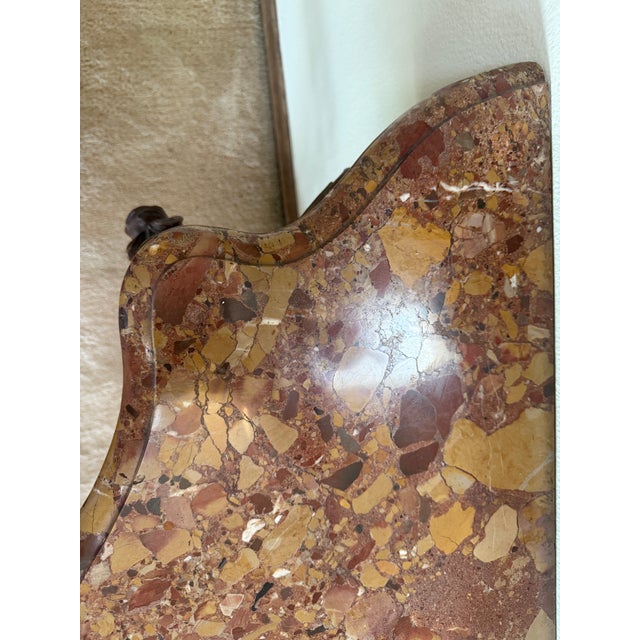 Wood Late 19th Century French Hand Carved Walnut Wall Console With Marble Top For Sale - Image 7 of 15