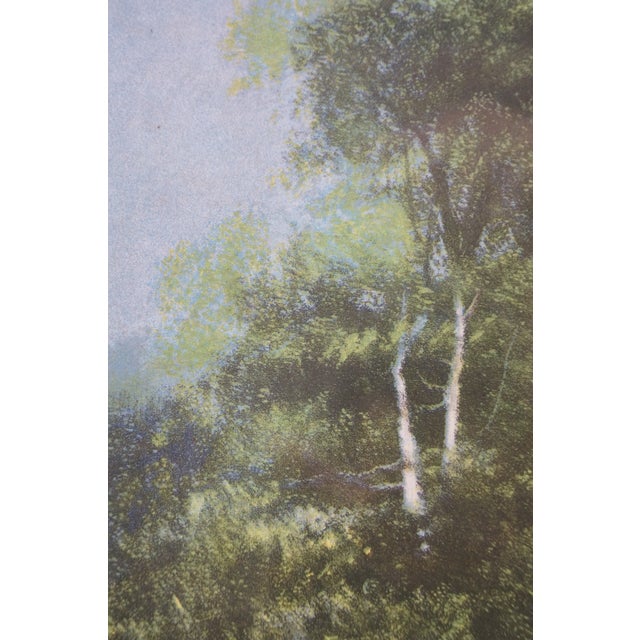 Mid Century Rowboat Sailboat Tree Lined River Lake Seascape Print For Sale - Image 9 of 10