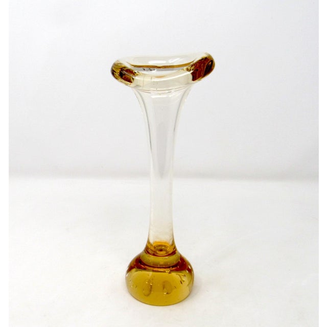 Mid-Century Modern Amber Aseda Glasbruk Glass Bone Vase - 1960s For Sale - Image 3 of 9