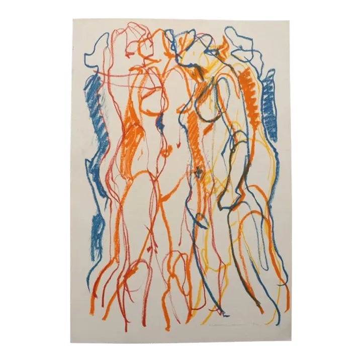 絵画 SCALEMAN Jack Meanwell Oil Pastel Figure Drawing | Chairish