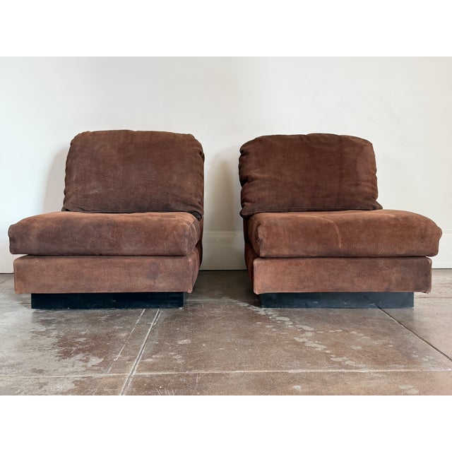 Animal Skin Vintage 1970s Attributed to Willy Rizzo Boar Leather Lounge Chairs For Sale - Image 7 of 7