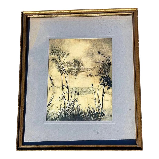 1920s Peter Pan Fairies Are Exquisite Dancers Lithograph Print Arthur Rackham Framed For Sale