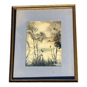 1920s Peter Pan Fairies Are Exquisite Dancers Lithograph Print Arthur Rackham Framed