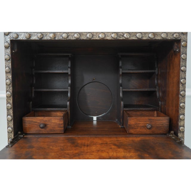 1920s Vintage Gothic Style Fall Front Telephone Cabinet W. Bench - Set of 2 For Sale - Image 5 of 12