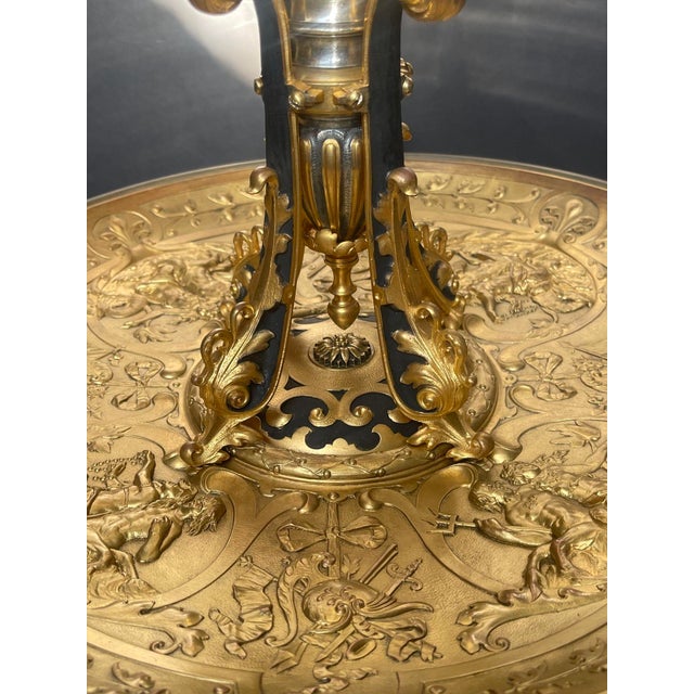 19th Century 19th Century Bronze & Etched Baccarat Style Glass Epergne Attributed F. Barbedienne For Sale - Image 5 of 7