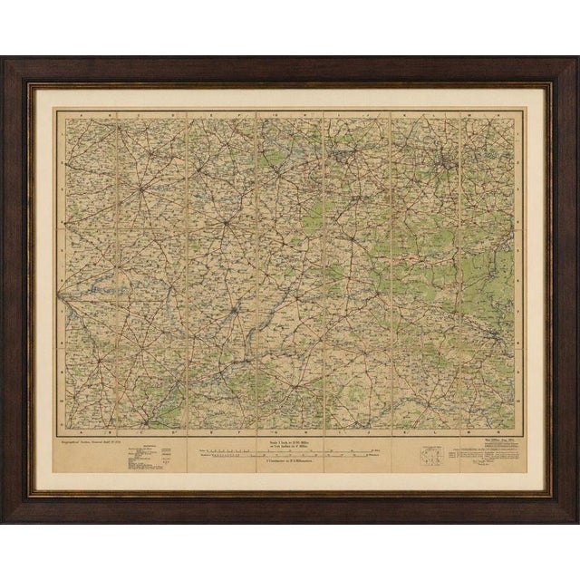 1914 wwi british war office map of arras, amiens and reims, edward stanford : issued in london during the opening weeks of...