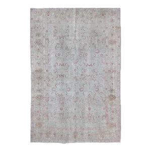 Antique Persian Tabriz Rug With Floral Design in Pale Blue 7'9 X 11'3